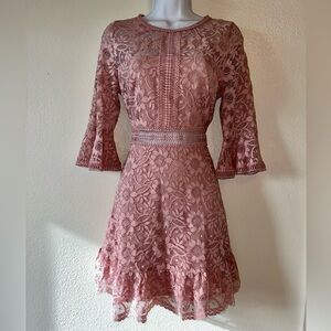 BB Dakota Dusty Rose Pink Lace Fit & Flare Dress – Size 4